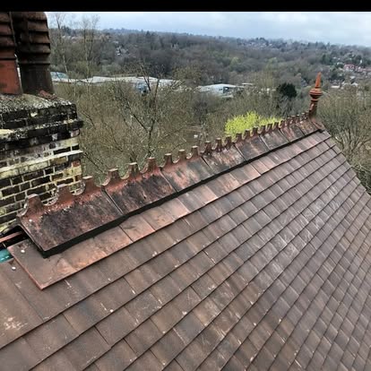 Crested ridge and clay tile roofing